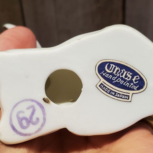 Handpainted Porcelain Deer Fawn Figurine White Gold Rose Vintage Chase Japan MCM - Picture 4 of 8